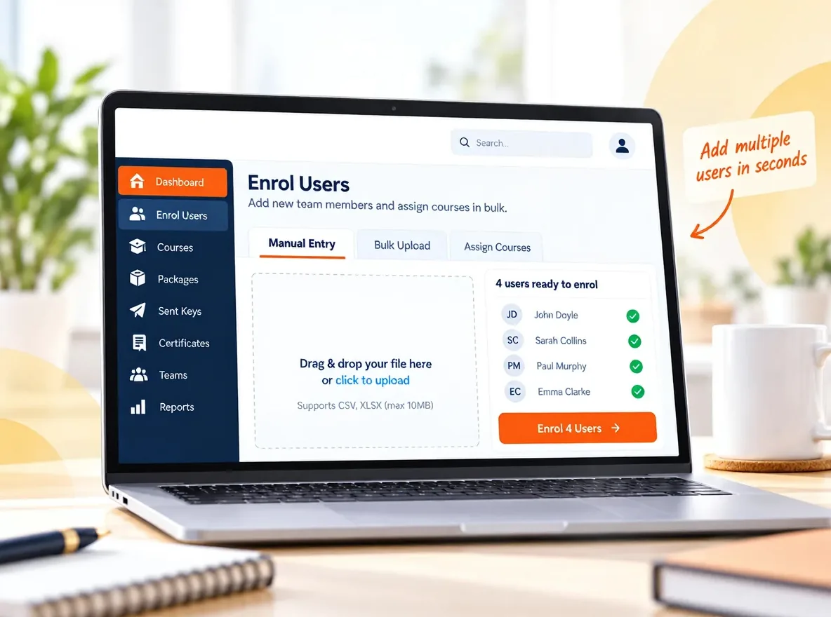 Bulk enrol users screen